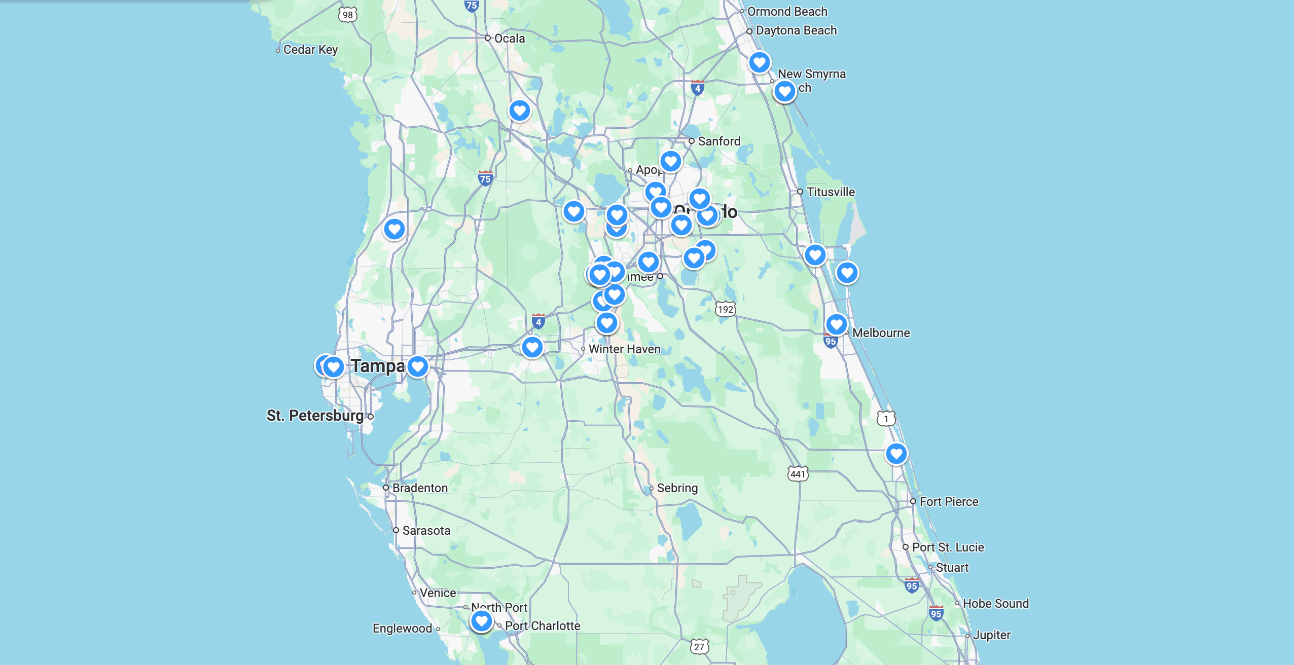 Map of our properties in Florida
